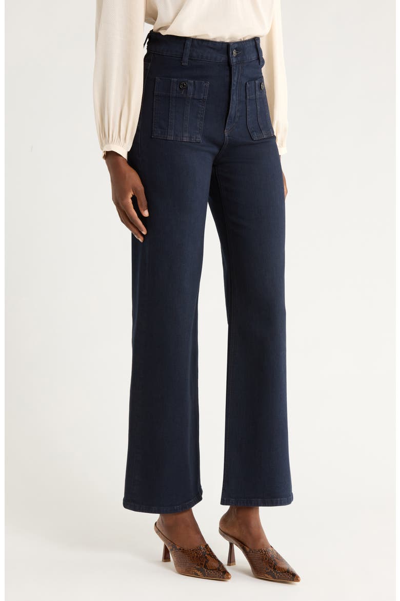 Anessa High Waist Patch Pocket Wide Leg Jeans, Alternate, color, DUCHESS