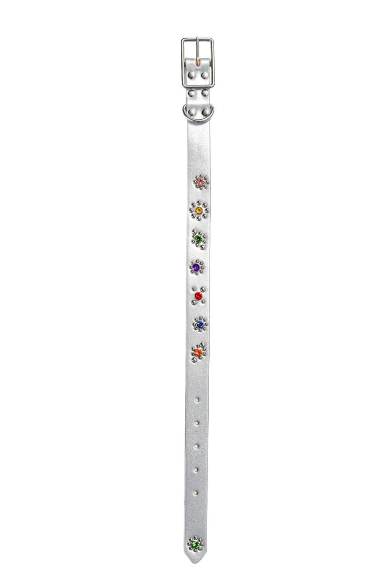 Silver Flower Dog Collar, Alternate, color, Silver