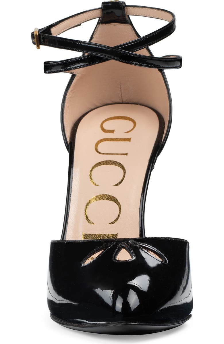 Gucci Indya Ankle Strap Cutout Pointed Toe Pump, Alternate, color,