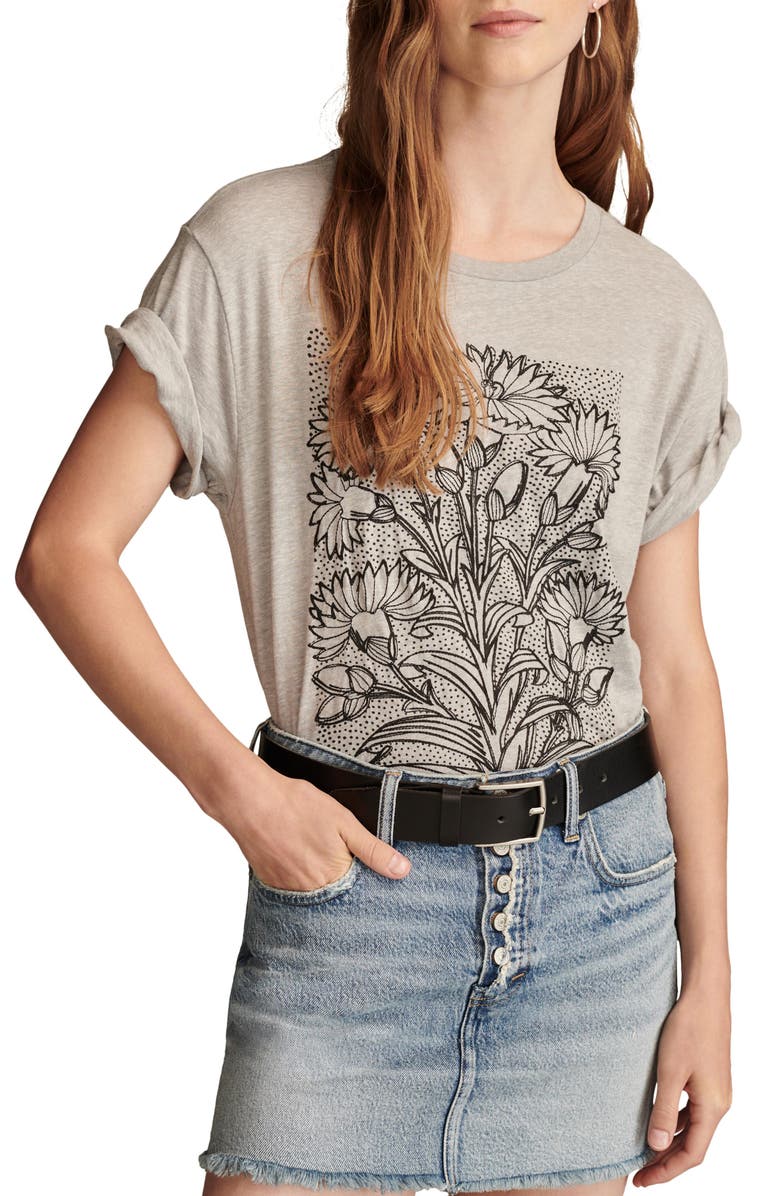 Lucky Brand Floral Embroidered Oversize T-Shirt, Main, color, 