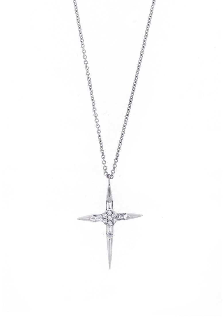 Icons Pointed Cross Diamond Pendant Necklace (Nordstrom Exclusive), Main, color, WHITE GOLD