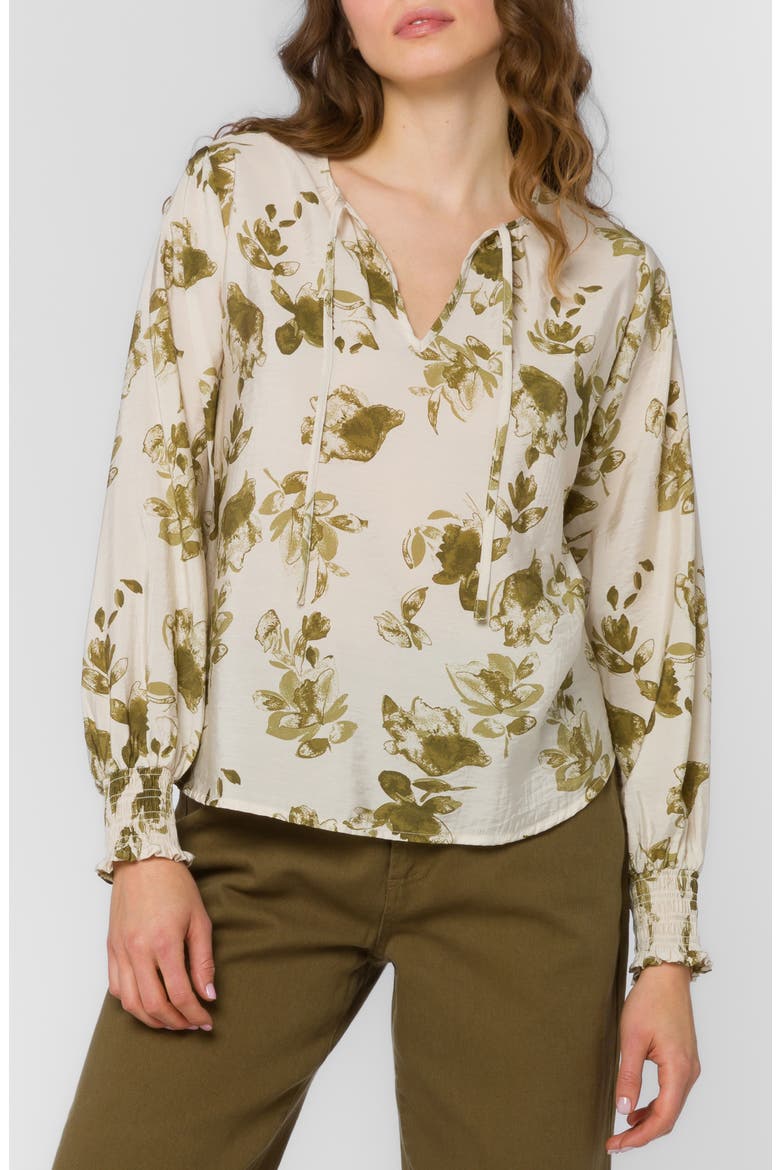 Penny Floral Popover Top, Main, color, OLIVE SHRUB