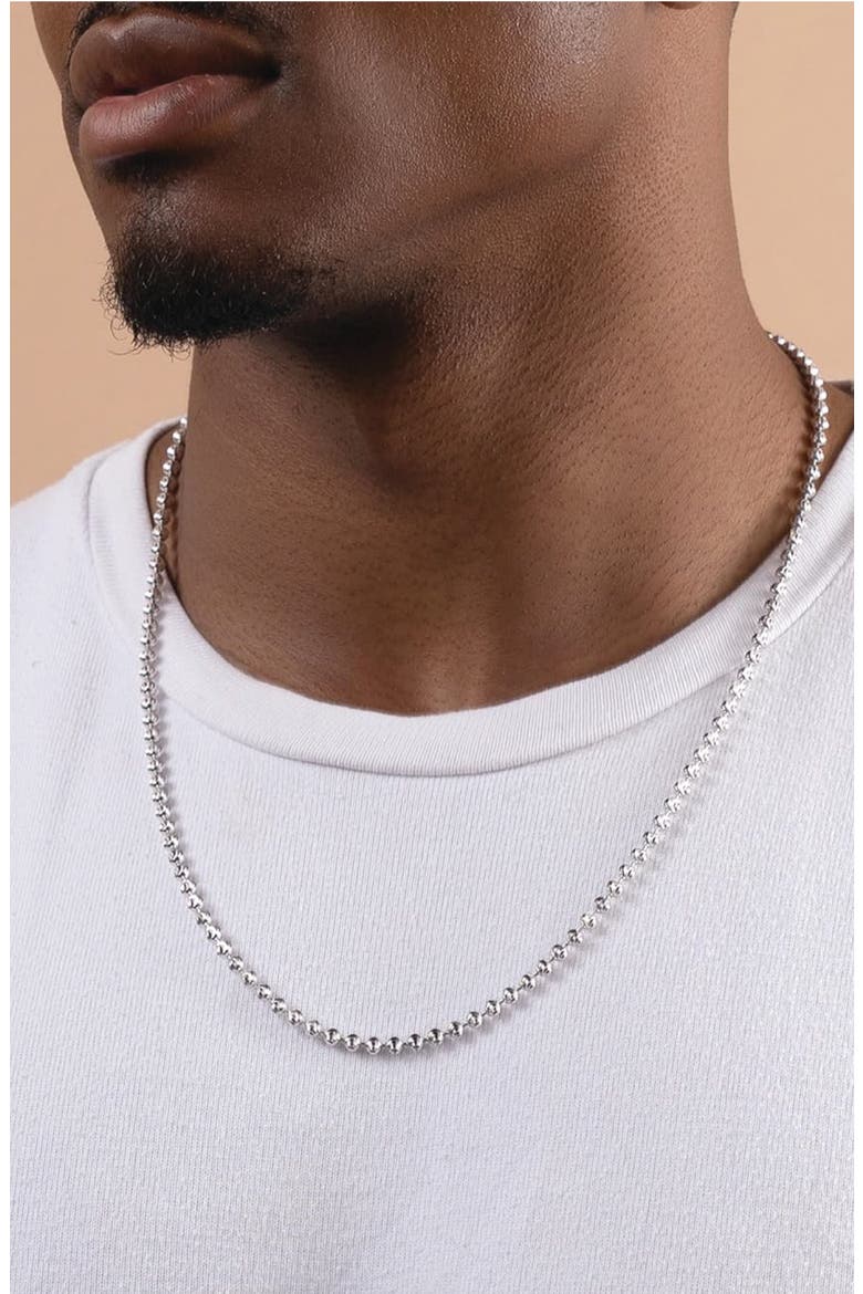 Sterling Silver 4mm Crescent Ball Chain Necklace, Alternate, color, SILVER