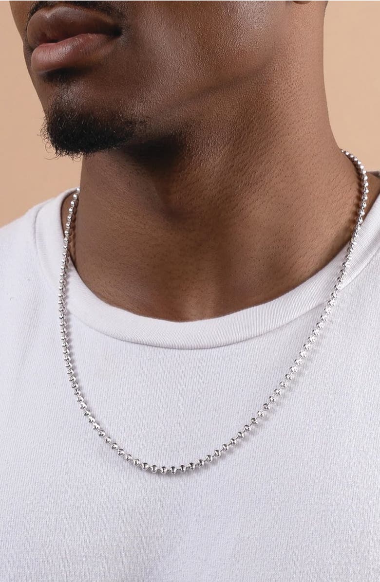 BEST SILVER Sterling Silver 4mm Crescent Ball Chain Necklace, Alternate, color, Silver