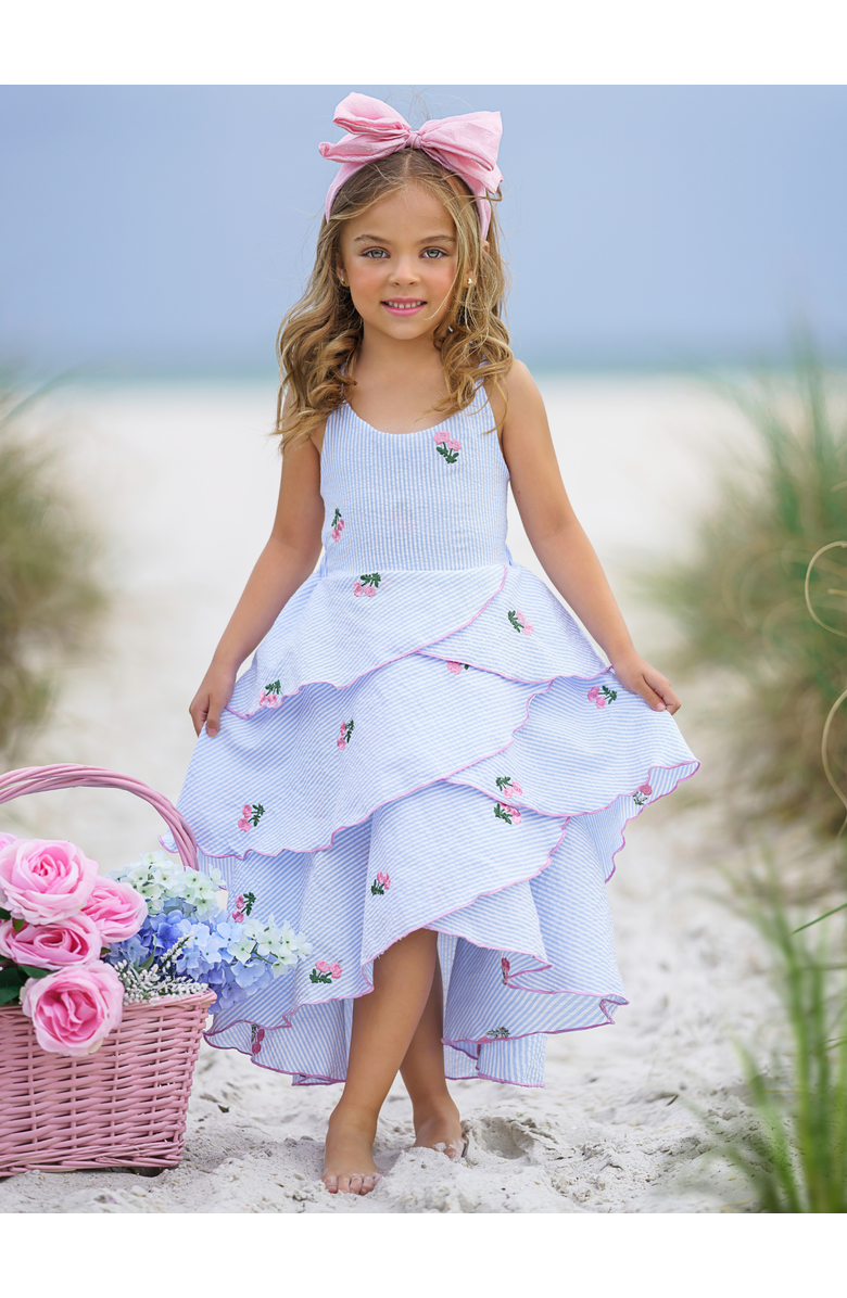 Mia Belle Girls Pretty Petal Southern Belle Tiered Dress, Alternate, color, Blue