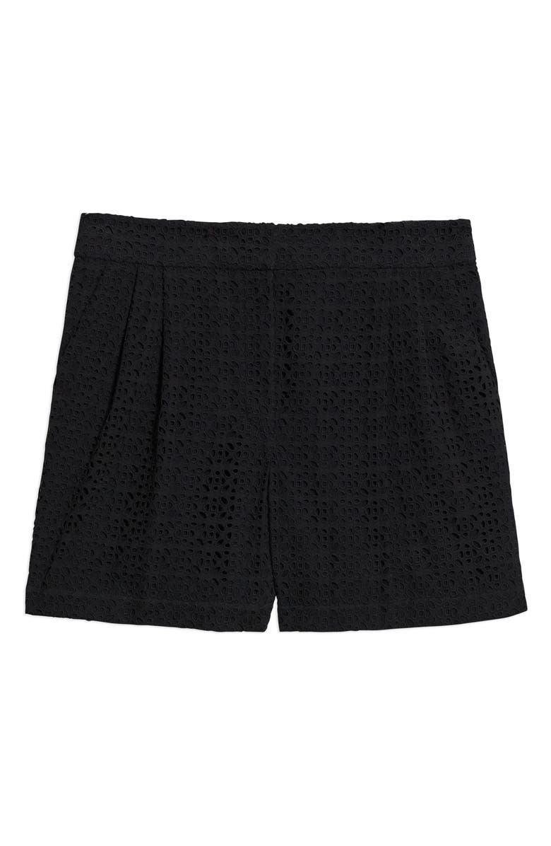 Theory Pleated Eyelet Detail Cotton Shorts, Alternate, color, 