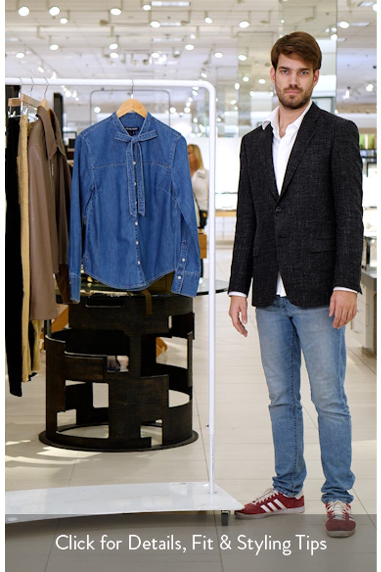 Gabby Tie Neck Button-Up Denim Shirt video