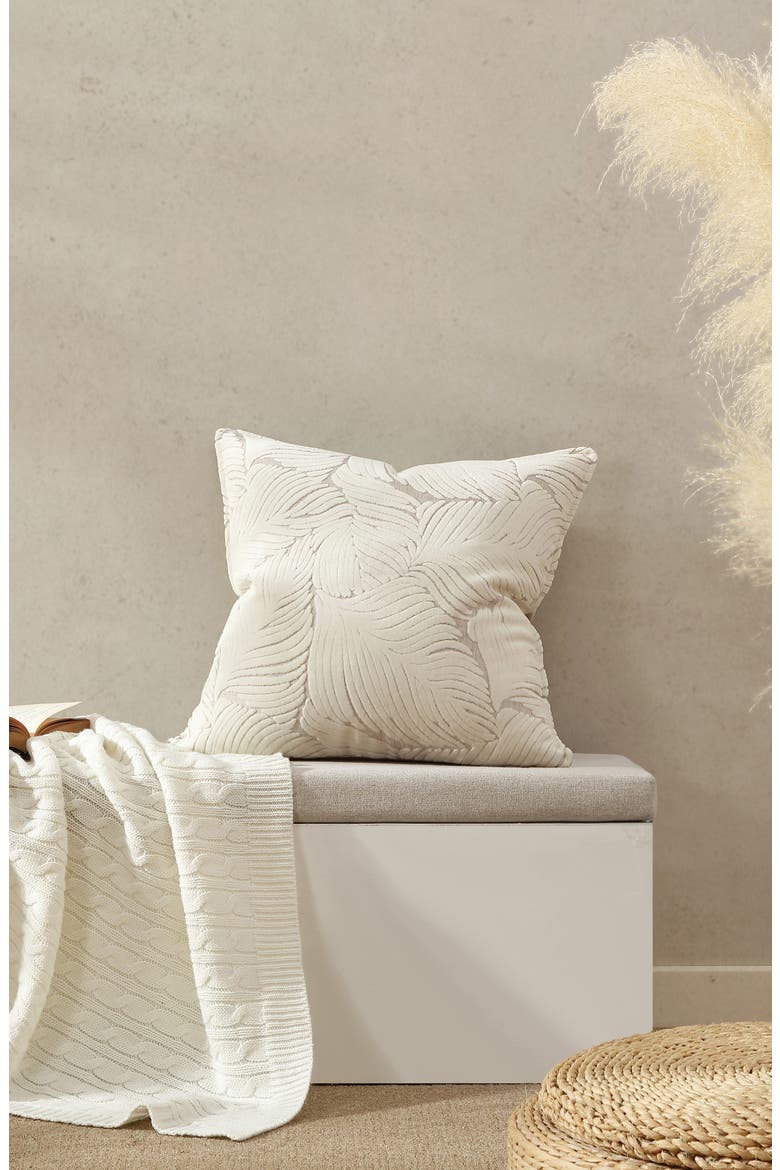 Lila Jacquard Accent Pillow, Alternate, color, IVORY/ GREY