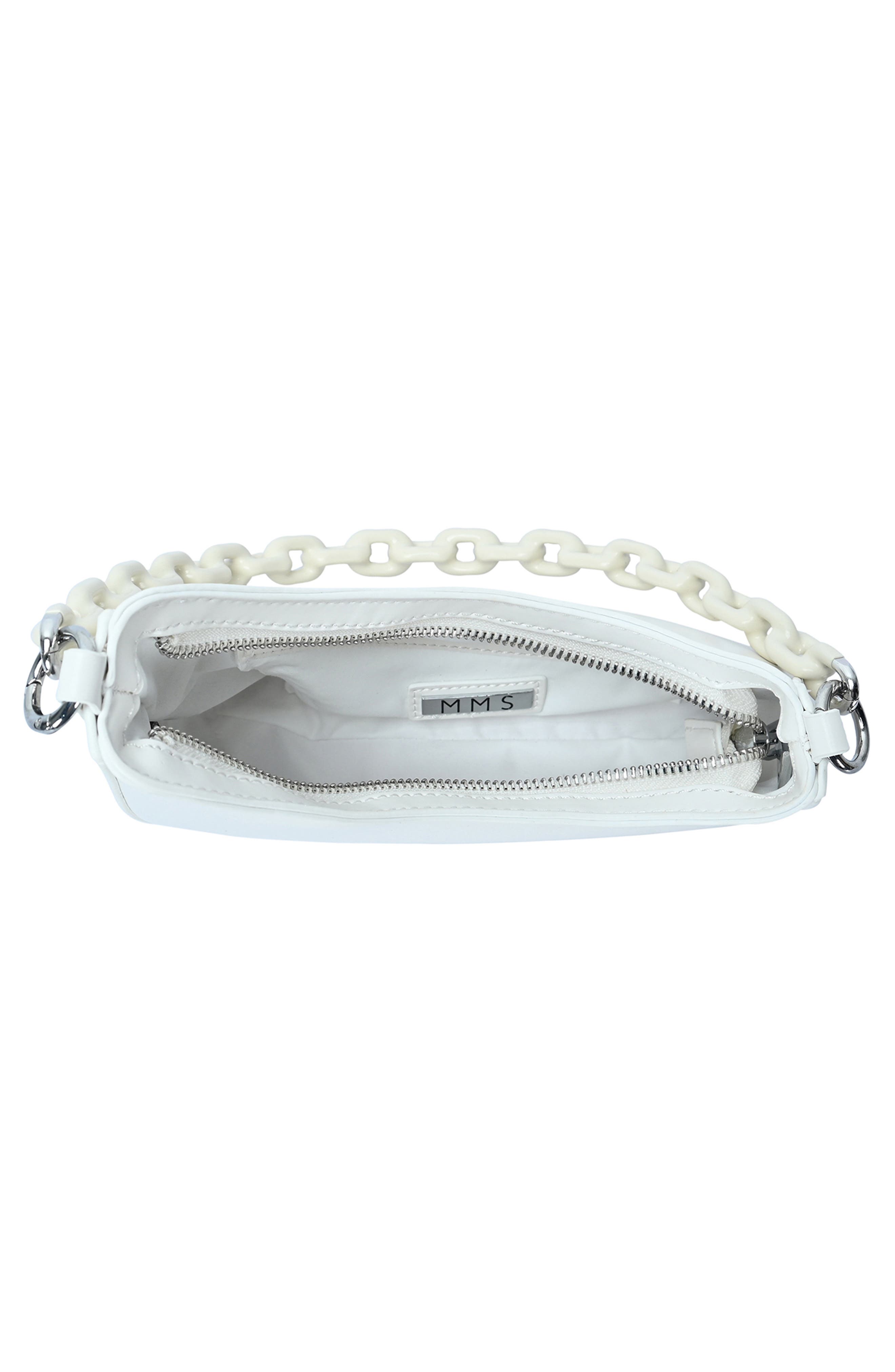 Chain Handle Asymmetric Shoulder Bag, Alternate, color, WHITE