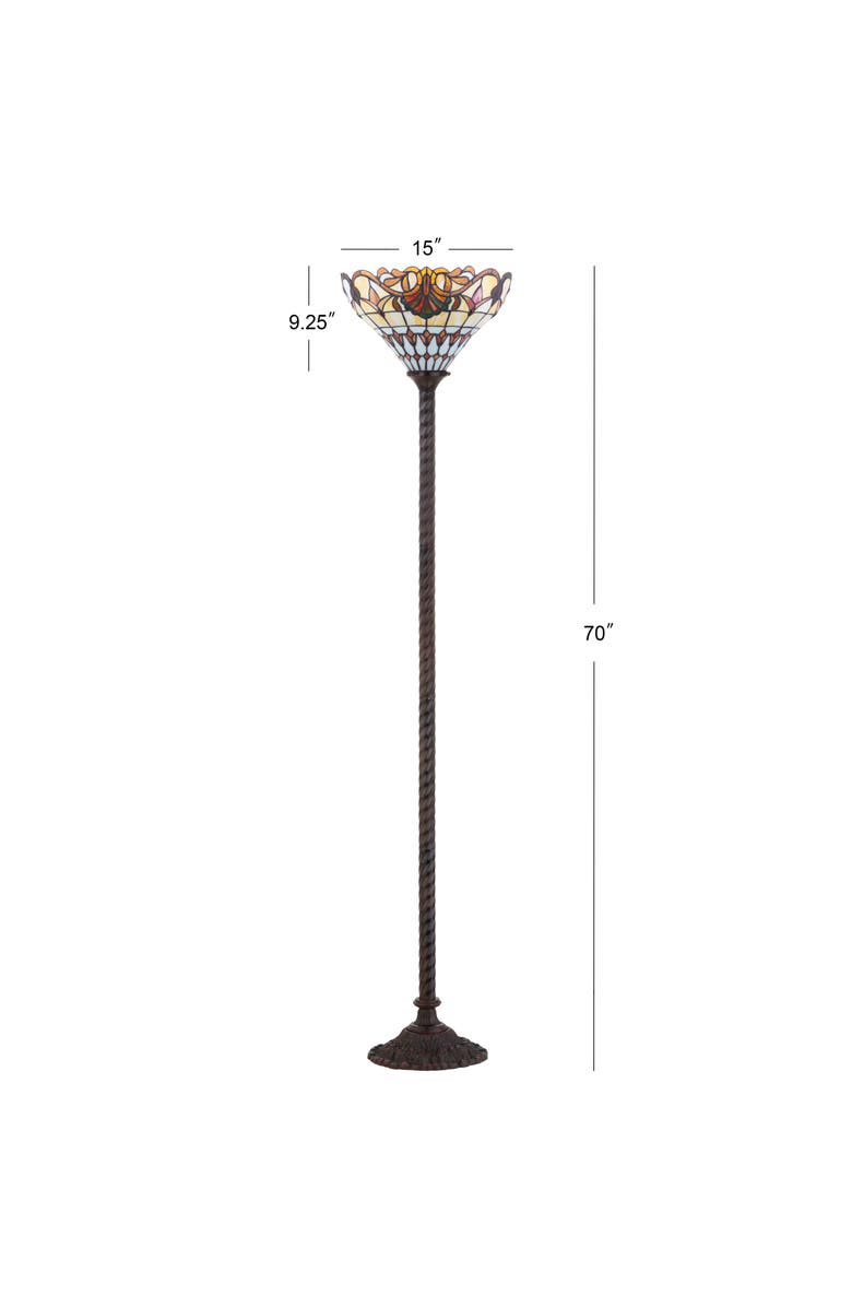 JONATHAN Y Davis Tiffany-Style 70" Torchiere LED Floor Lamp, Bronze, Alternate, color, Bronze