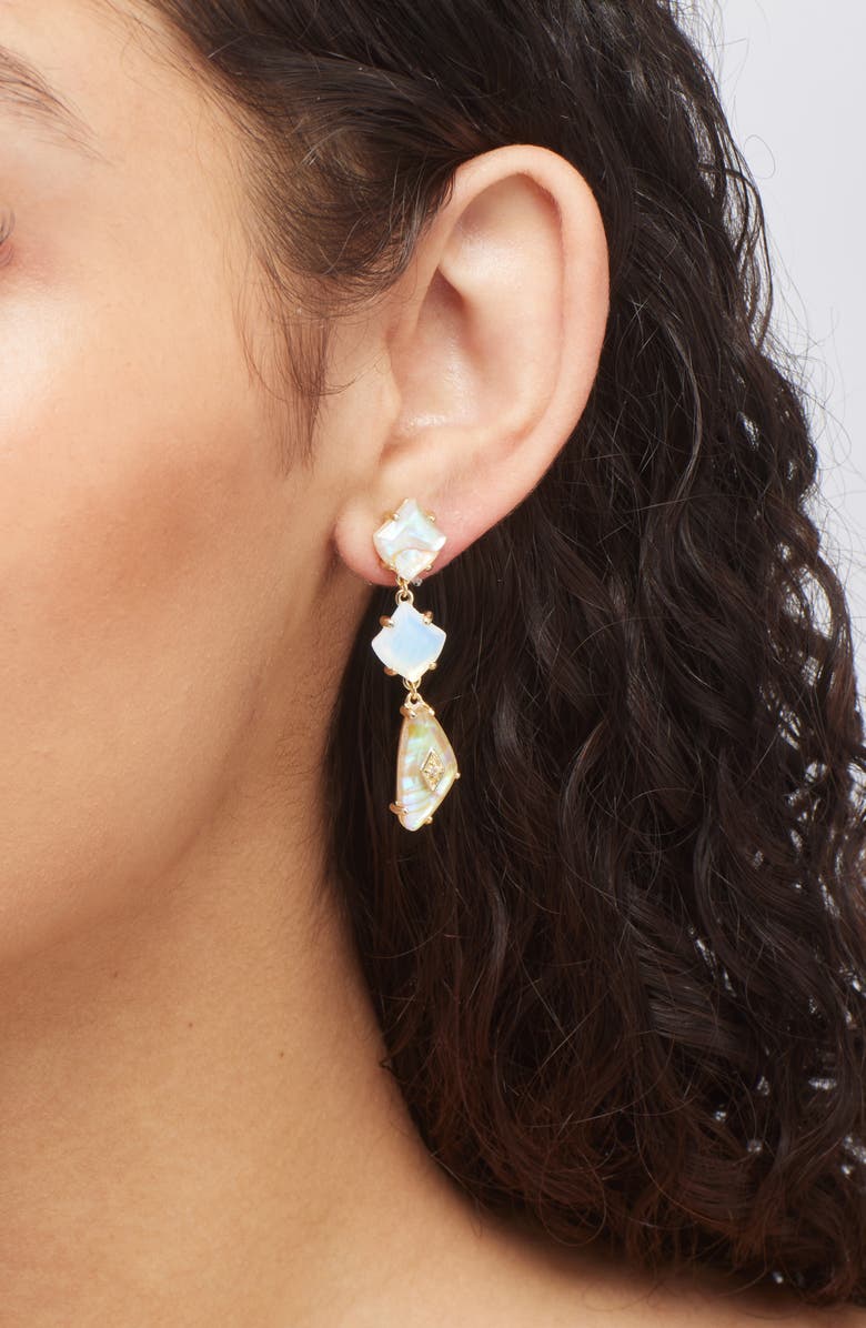 Kendra Scott Biana Linear Drop Earrings, Alternate, color, Gold Iridescent White Mix