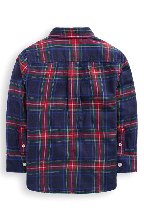 Mini Boden Kids' Plaid Cotton Flannel Button-up Shirt In Blue