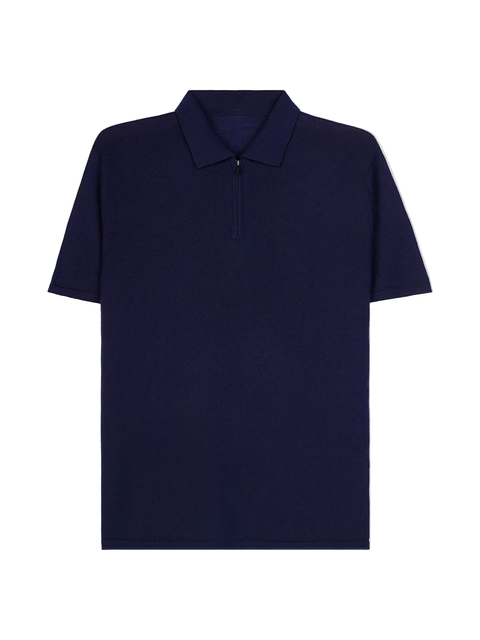Cashmere Silk Half-Zip Polo Top
