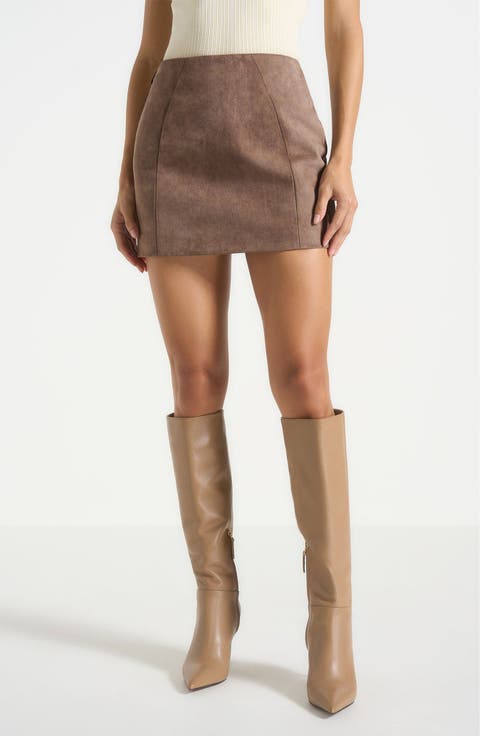 Cleo Suede A-Line Mini Skirt