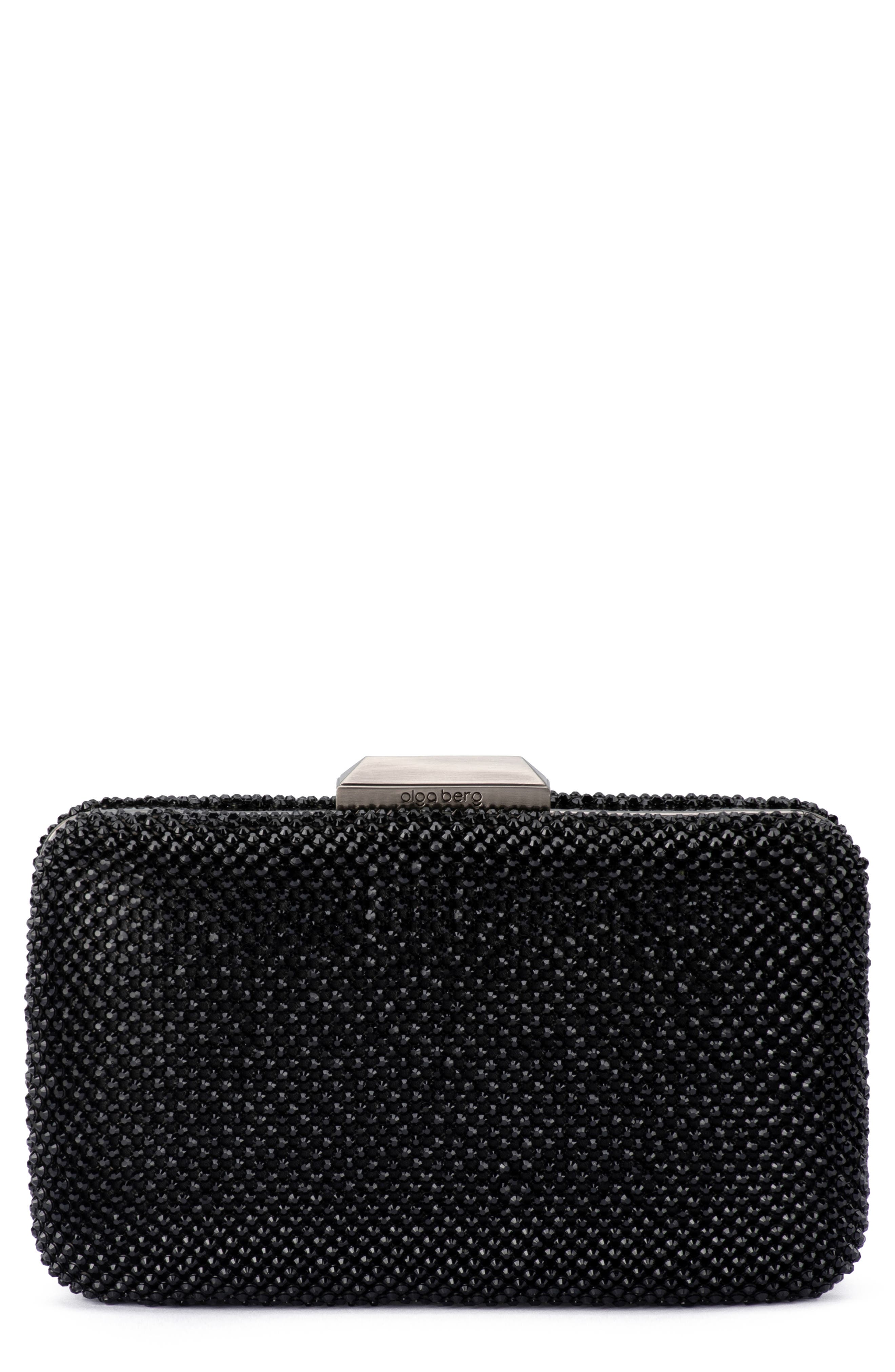 Olga Berg Ronny Crystal Mesh Frame Clutch, Main, color, 