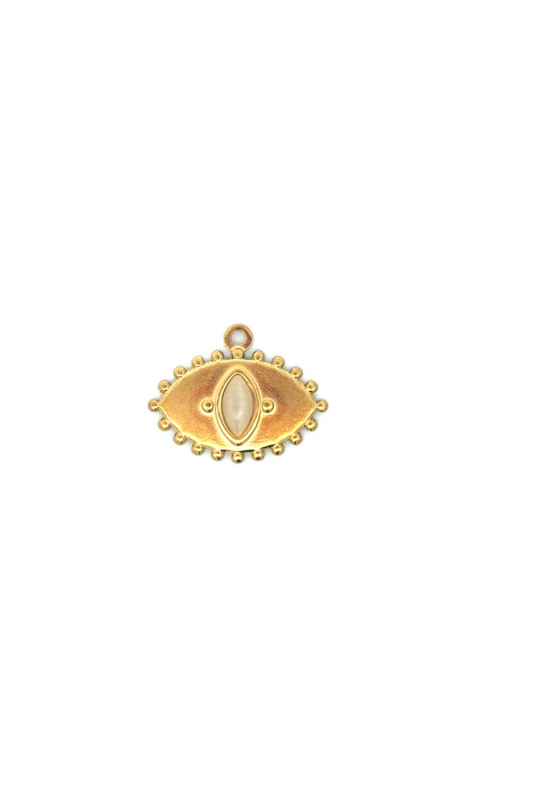 Evil Eye White Cat Eye Stone Pendant, Main, color, Yellow