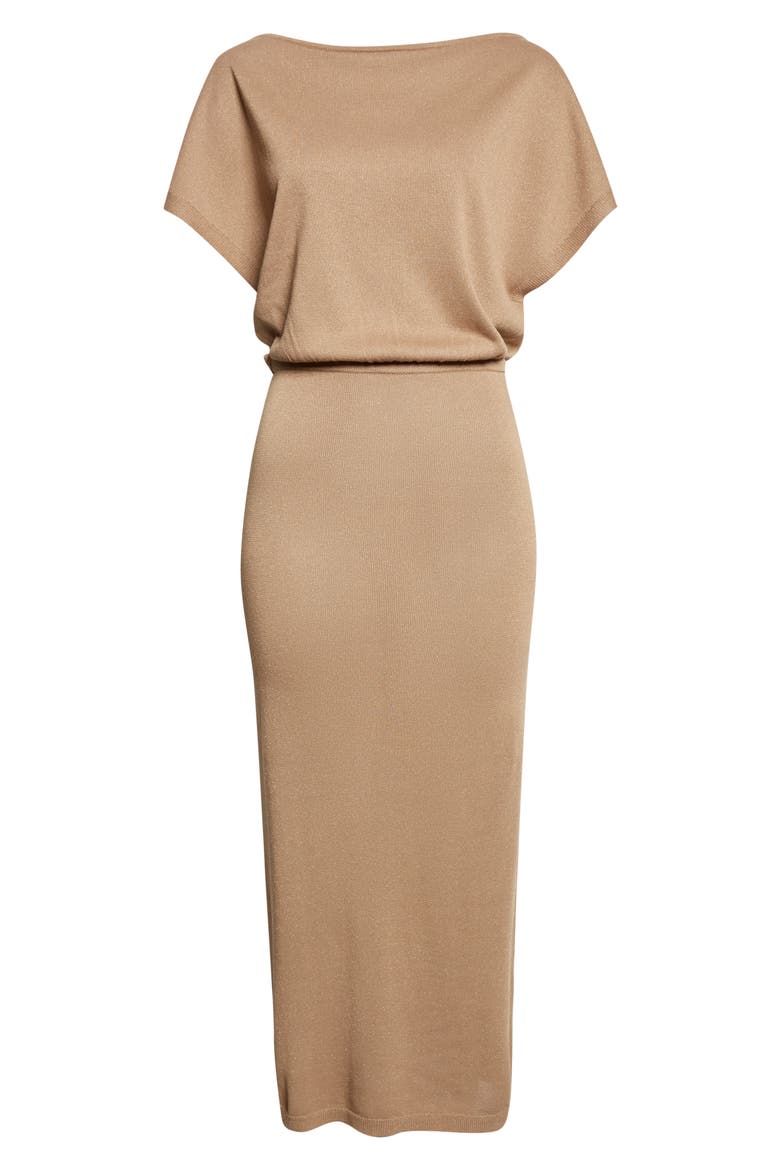Slinky Blouson Sweater Dress, Alternate, color, MOCHA