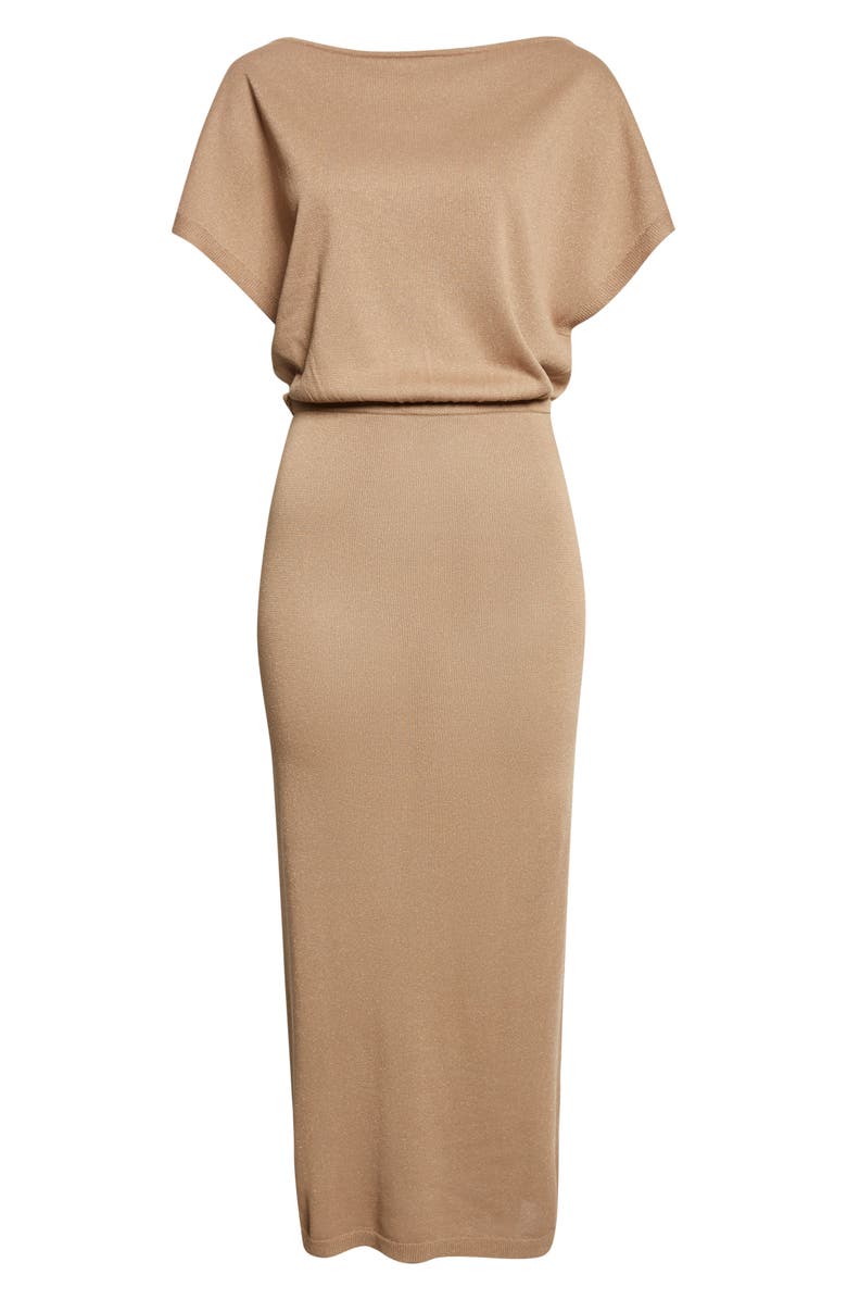Lela Rose Slinky Blouson Sweater Dress, Alternate, color, Mocha