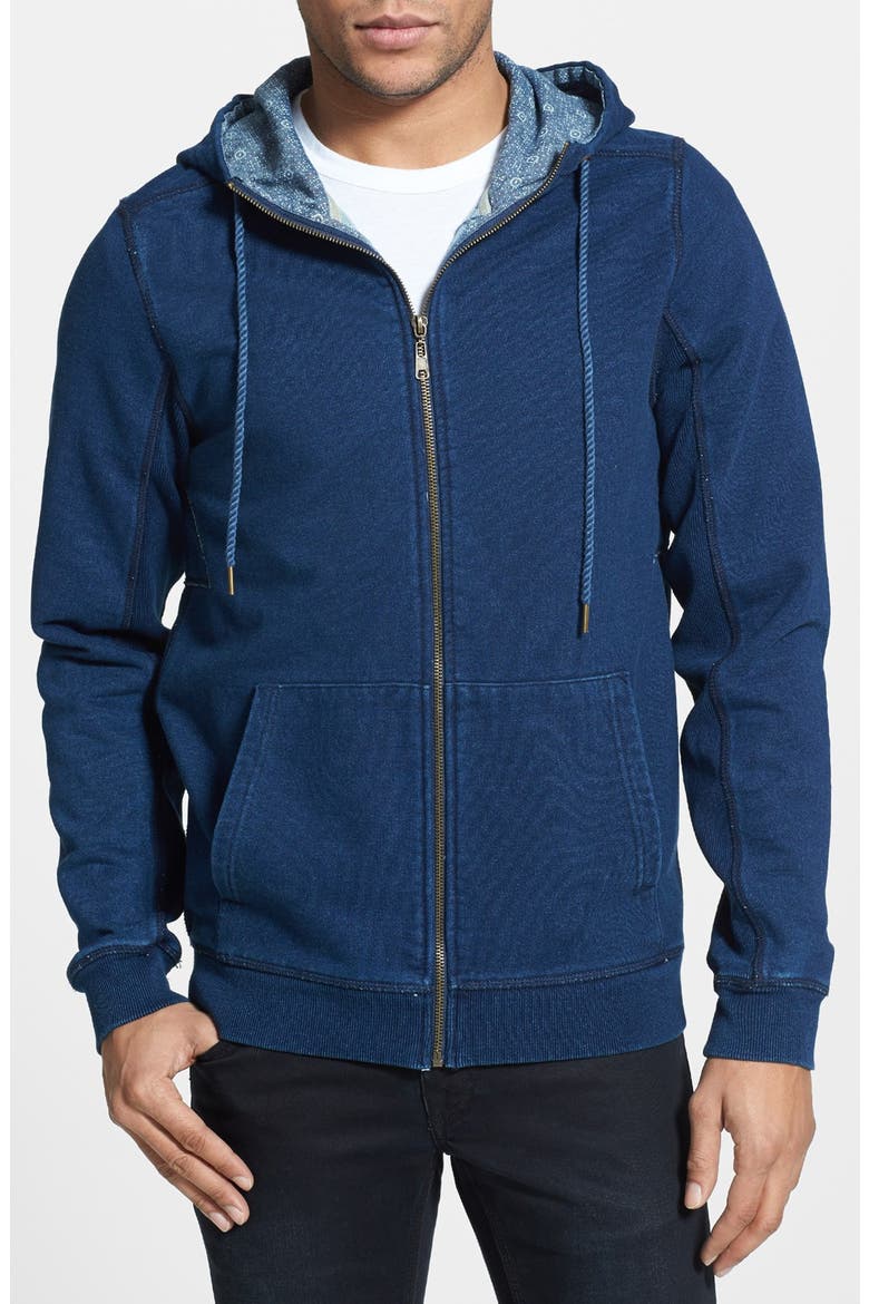 'Genji' Zip Hoodie, Main, color, DARK WASH INDIGO
