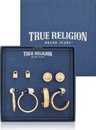 True Religion 4-Pack Assorted Stud & Hoop Earrings