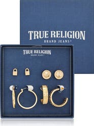 True Religion 4-Pack Assorted Stud & Hoop Earrings