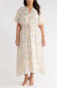 Print Puff Sleeve Maxi Dress