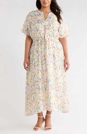 Print Puff Sleeve Maxi Dress