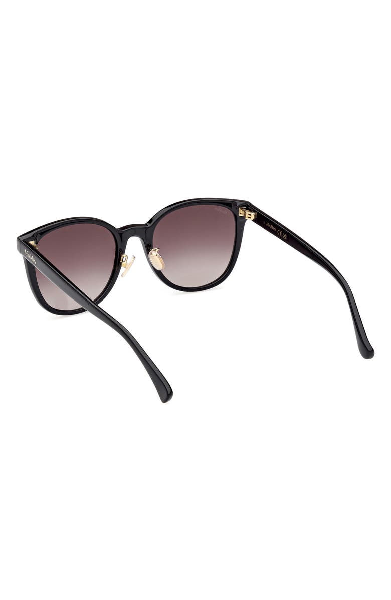 Max Mara 55mm Round Sunglasses, Alternate, color, Shiny Black / Gradient Smoke