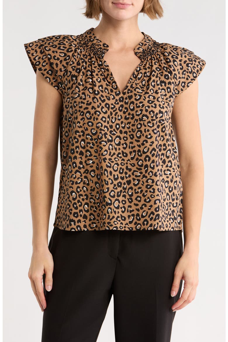 Brynn Short Sleeve Top, Main, color, WARM LEOPARD