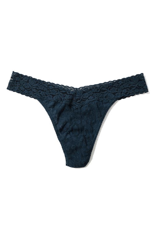 Hanky Panky Flora Lace Original Rise Thong In Night Owl Blue