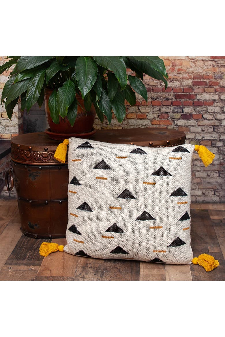 Poki Transitional Beige Throw Pillow, Alternate, color, BEIGE
