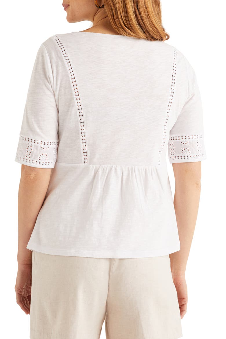 Margot Broderie Jersey Top, Alternate, color, WHITE