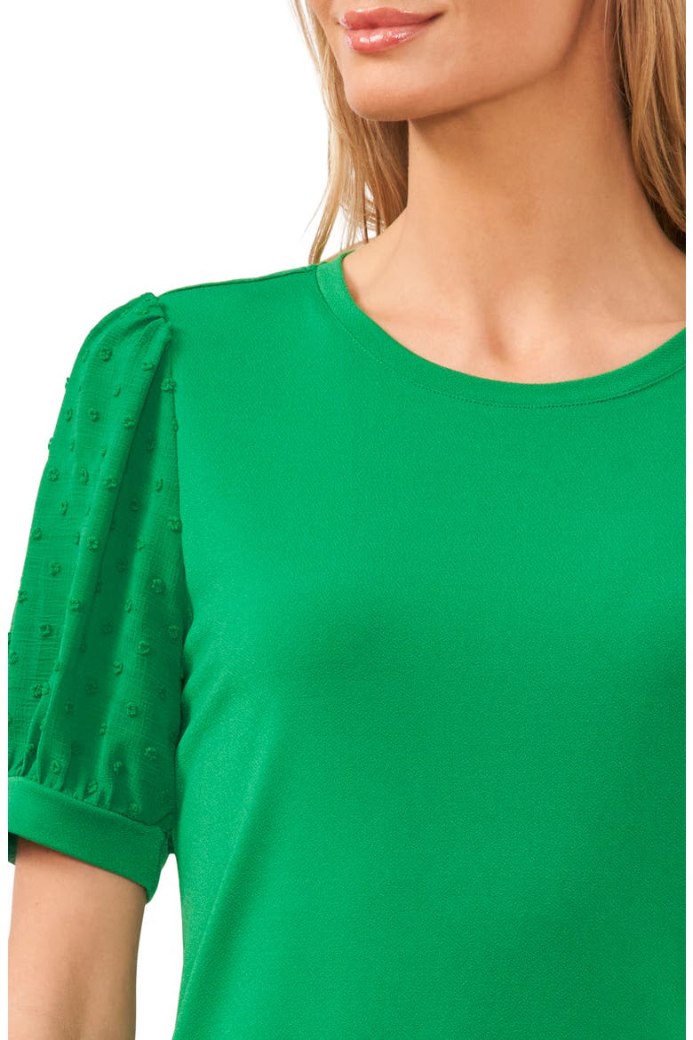 Puff Sleeve Mixed Media Top, Alternate, color, GREEN