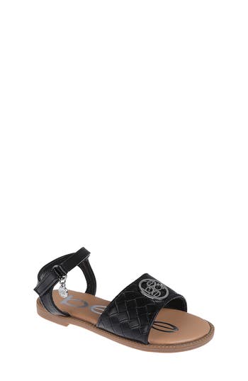 Bebe Little Girls Embossed Flat With Medallion Hardware Sandals In Black