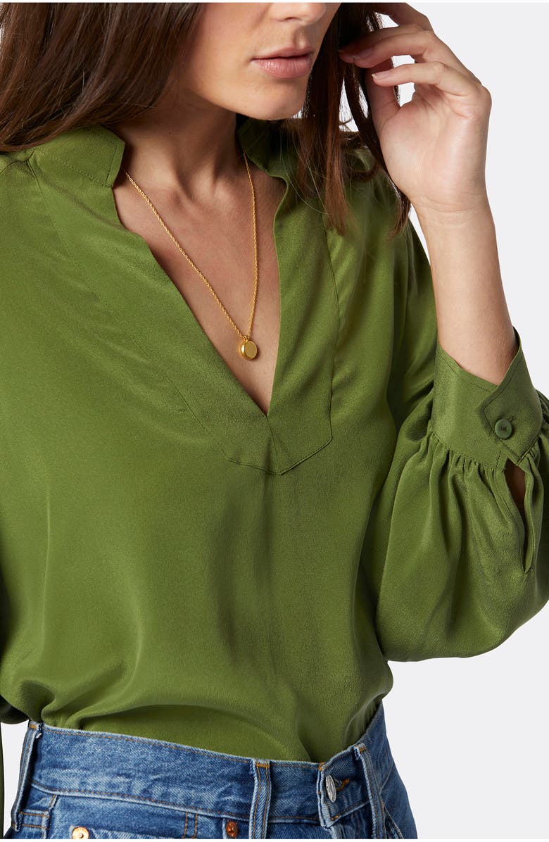 Joie Perci Split Neck Silk Blouse, Alternate, color,