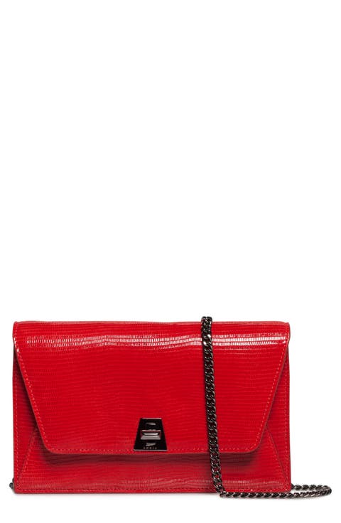 Anouk Lizard Embossed Wallet on a Chain