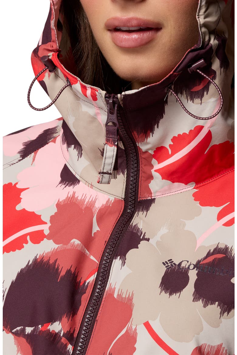 Spire Valley Print Water Repellent Windbreaker, Alternate, color, WASHED RED IKATBLOOM
