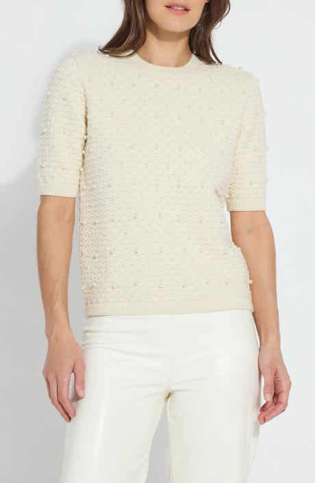 Lysse Valentina Imitation Pearl Short Sleeve Sweater