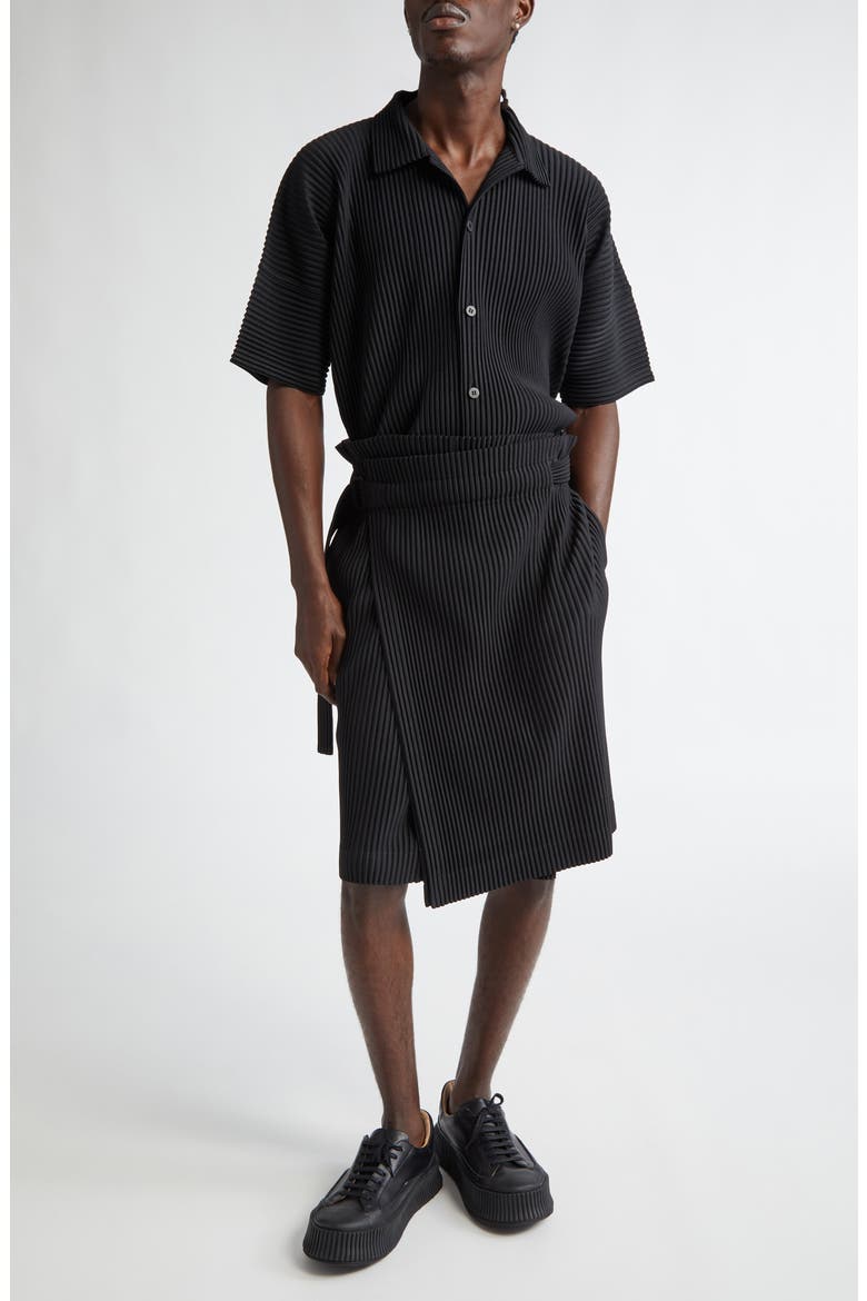 Pleats 2 Wrap Skirt, Alternate, color, BLACK