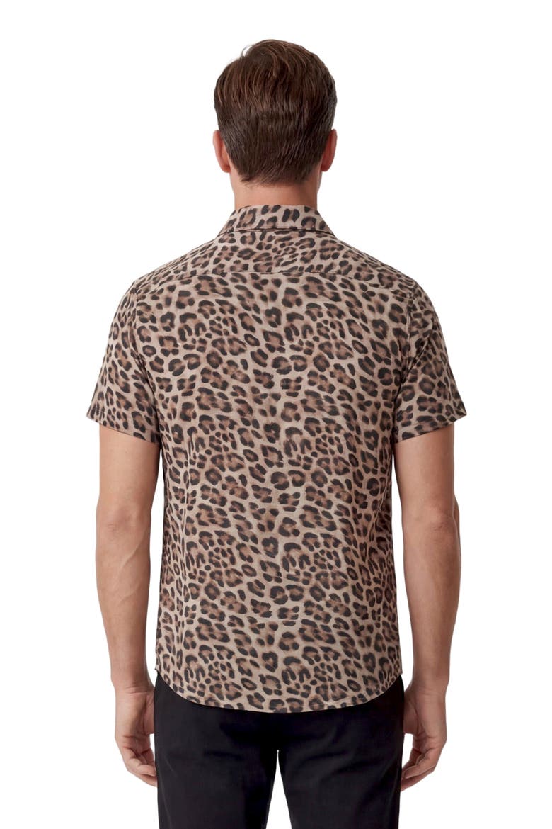 Leopard Mens Linen Button-up Shirt, Alternate, color, LEOPARD BROWN