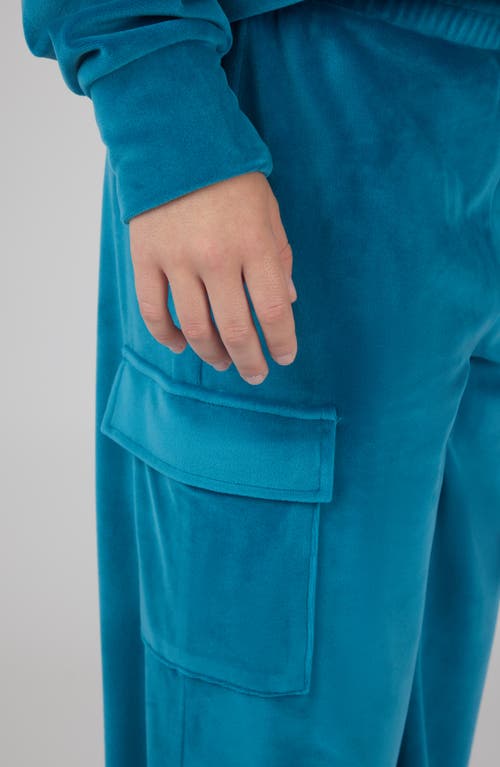90 Degree By Reflex Kids' Velour Crew Pullover & Wide Leg Pants Set In Blue