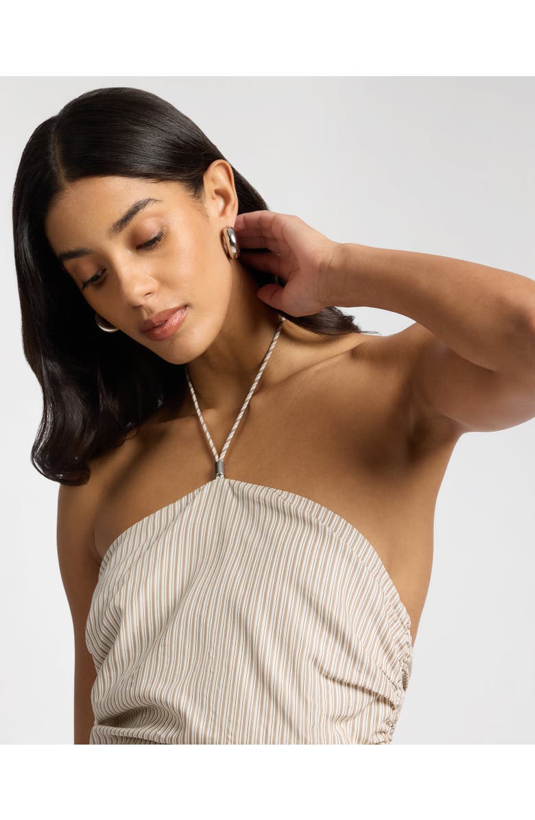 Onia Ruched Halter Dress, Alternate, color, Tan/White