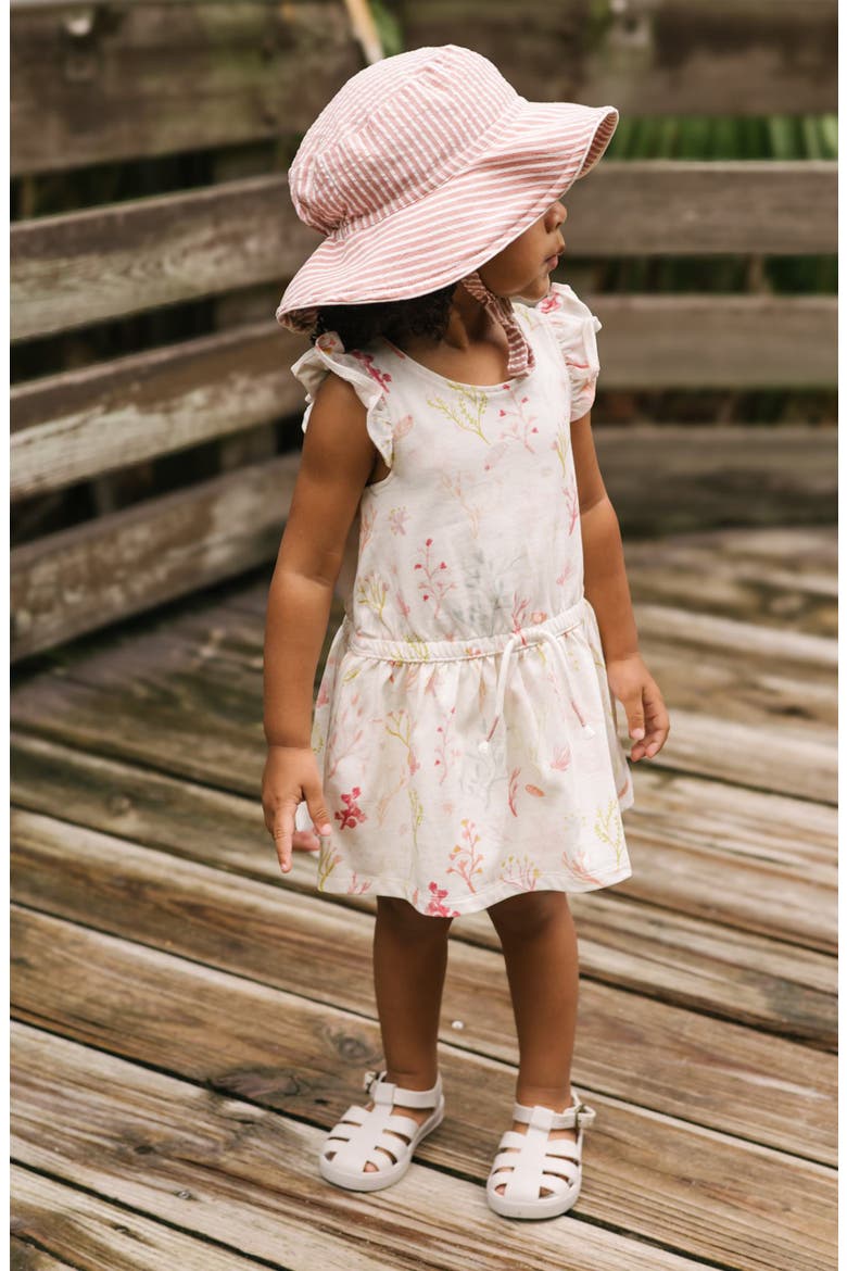 Kids' Floral Print Flutter Sleeve Organic Cotton Cambric Dress, Alternate, color, SEA BLOOM