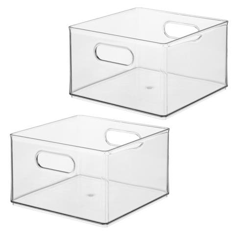 Plastic Storage Bin with Handles for Household Storage - Set of 2