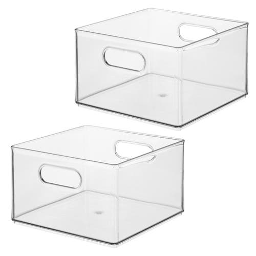 Idesign Plastic Storage Bin With Handles For Household Storage In Transparent