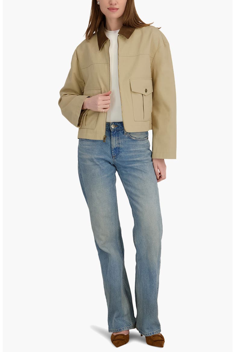 Deia Corduroy Collar Cotton Barn Jacket, Alternate, color, ECRU