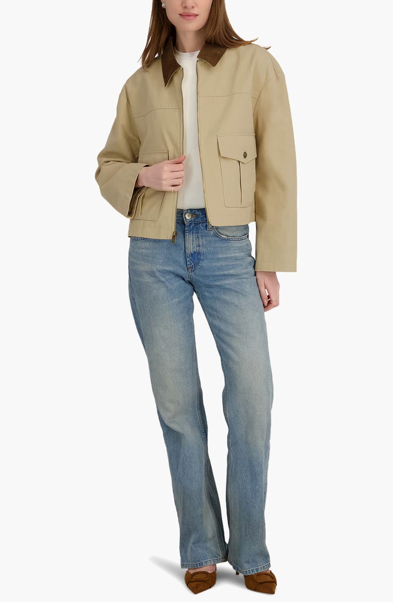 Tahari Deia Corduroy Collar Cotton Barn Jacket, Alternate, color, Ecru
