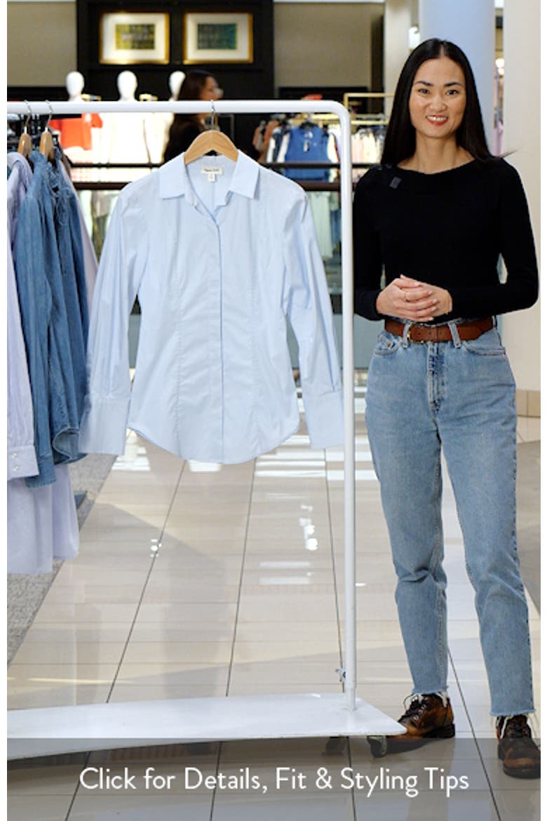 Seam Detail Split Back Stretch Cotton Poplin Shirt video