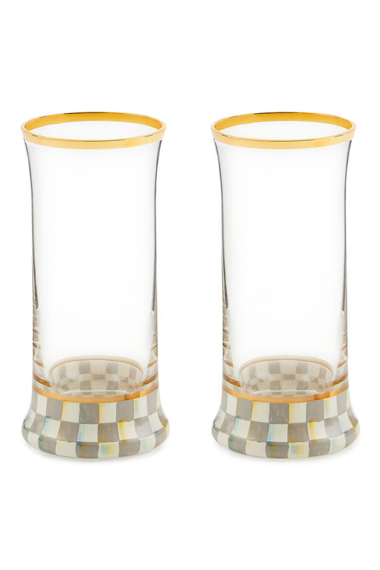 Sterling Check® Set of 2 Highball Glasses, Main, color, GREY