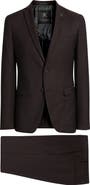 John Varvatos Star USA Varick Slim Fit Burgundy Slub Wool Suit